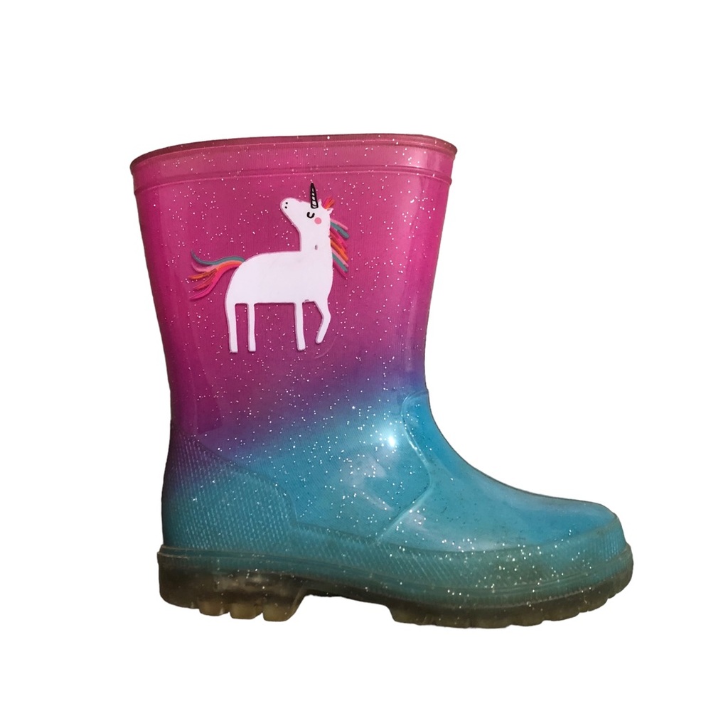 Unicorn Jelly Rain Boots - kids rain boots size 8 - light up boots